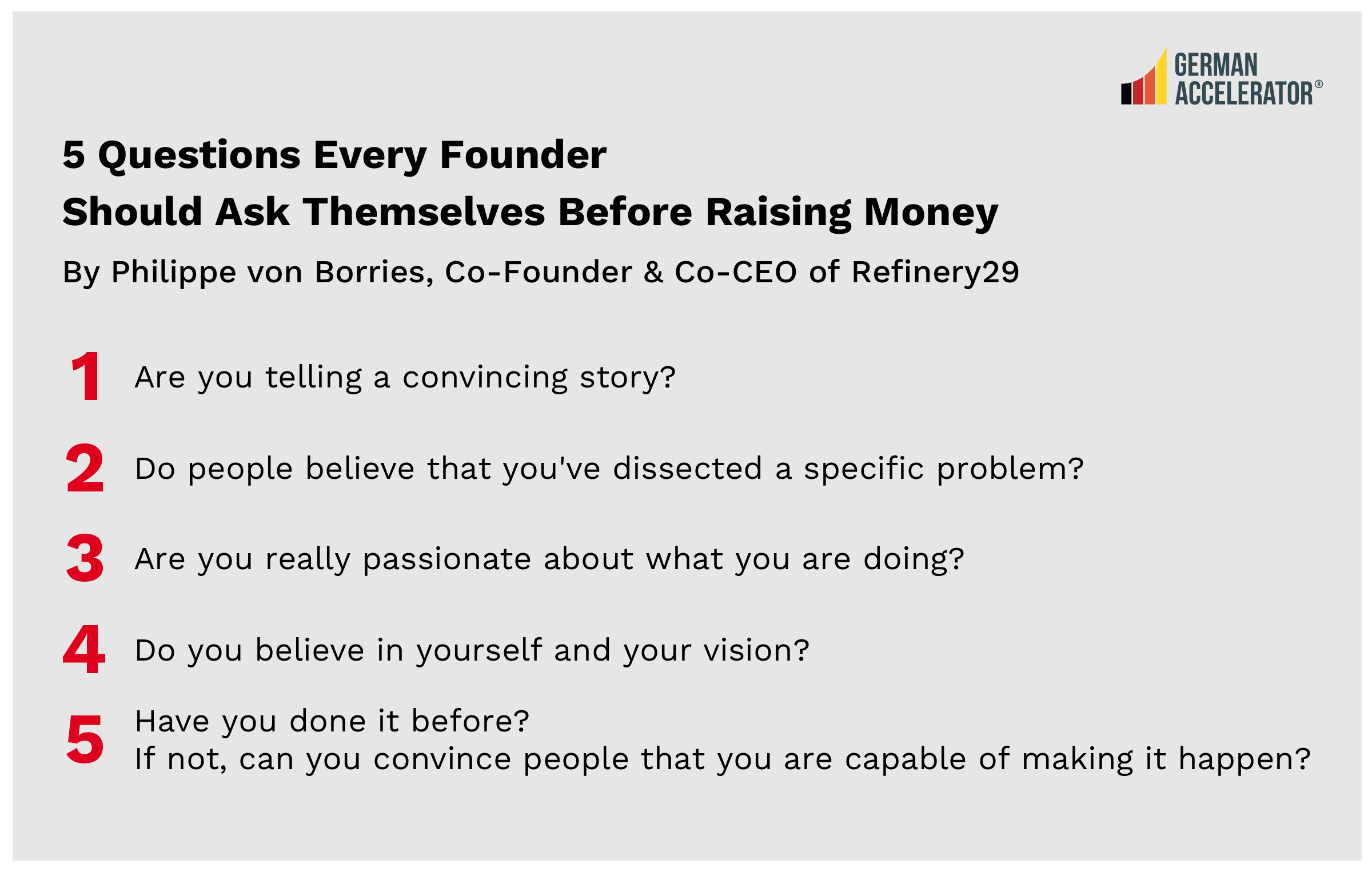 Visual Outlining "5 Questions Every Founder Should Ask Themselves Before Raising Money"