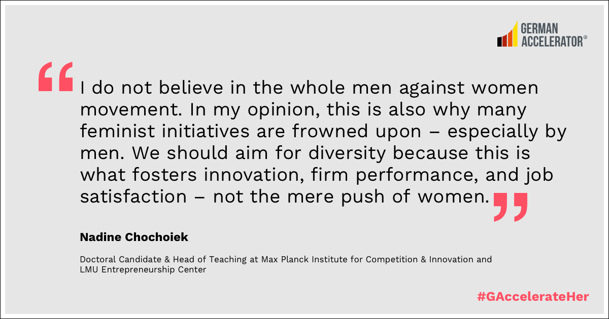 Quote Visual #GAccelerateHer Nadine Chochoiek about the feminism
