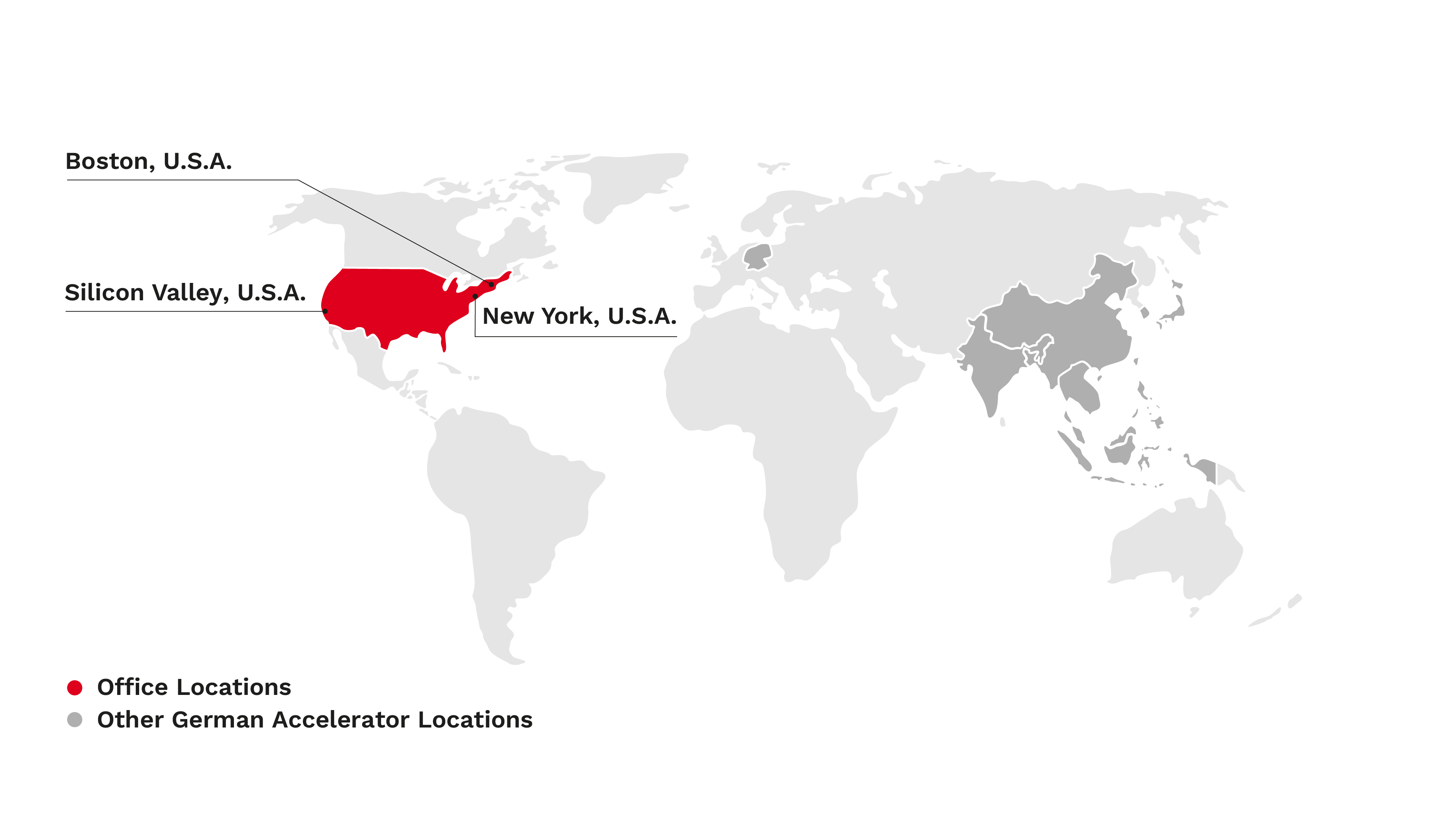 World Map with Main Offices in the U.S.